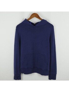 Athleta Girl Girls XXL Blue Knit Hooded Graphic Pullover Sweatshirt